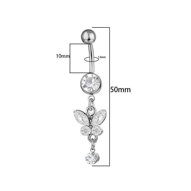 Schmetterling Kristall Hänge Bauchnabelring Edelstahl Bauchnabelpiercing Schmuck Für Frauen Sommer Strand