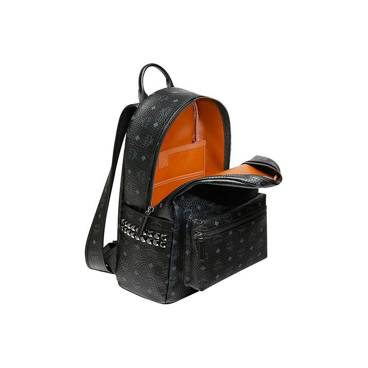 MCM Monogram Print Silver Hardware Classic Double Side Studs Large Capacity Coated Canvas And Napa Leather Backpack Unisex Backpack MMK6SVE38BK001