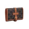 Celine Triomphe Canvas And Calfskin Zip Coin Purse Card Holder Women Wallet Brown 4M0962DIU-04LU