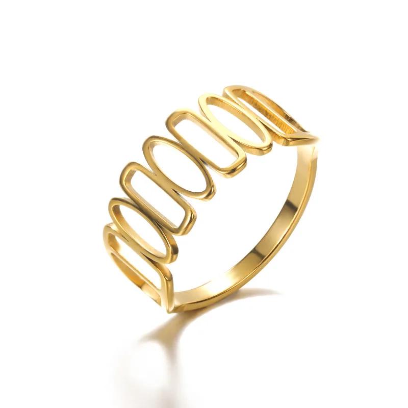 2022 Trendy Hollow Roman Numeral Ring Stainless Steel Love Heart Finger Rings Geometry Brand Jewelry Women Size 7-9