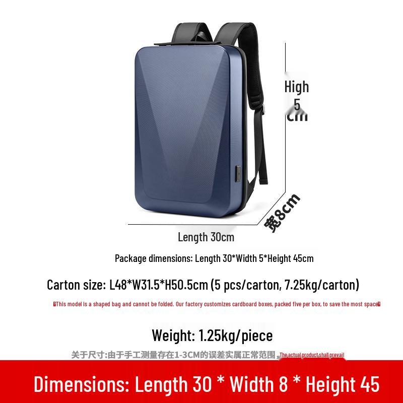 Men's Trendy Waterproof Business Travel Backpack with ABS Hard Shell