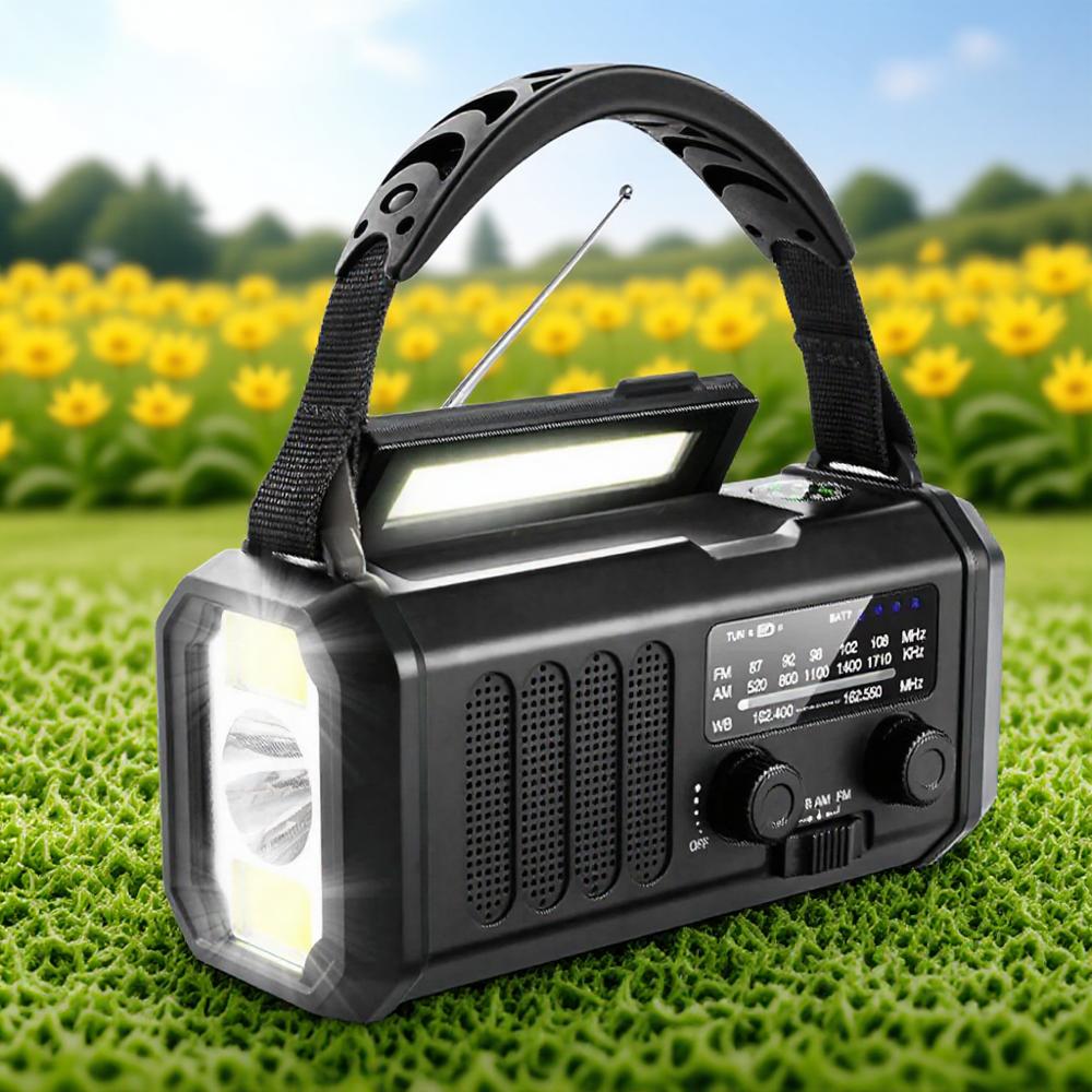 

Аварийное радио 10000 мАч на солнечной и ручной энергии AM FM с оповещением о погоде, зарядное устройство USB C, фонарик, SOS-сигнал, компас, снаряжение для выживания на открытом воздухе