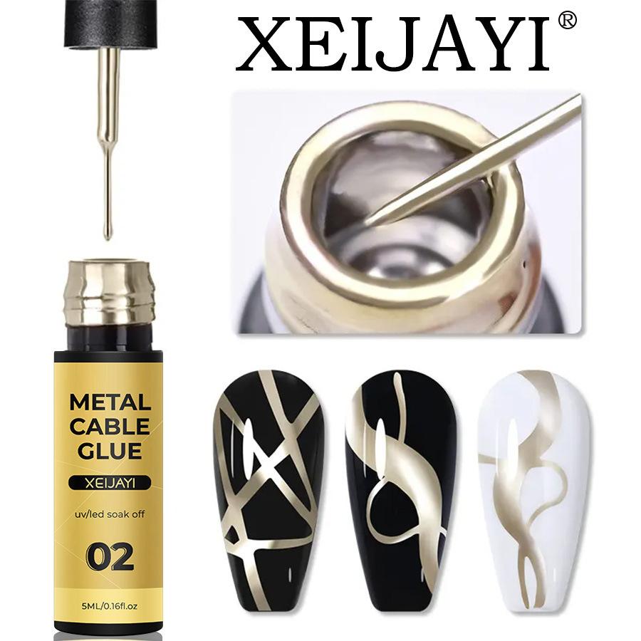 5ml Professional Metallic Nail Line Stripe Gel Polish High-Density Metal Gel for Detailing Edge Drawing Nail Art Tool (UV/LED Cured)