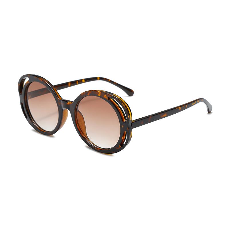 New Hollowed Out Uv Resistant Sunglasses For Women Elegant Round Frame Slimming And Refreshing Sweet Sunglasses 7747
