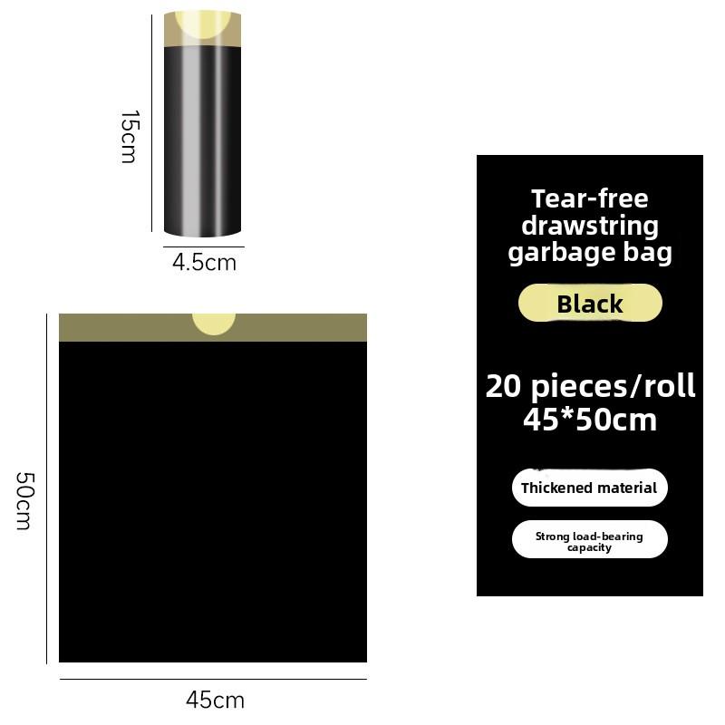 

Сверхпрочные пакеты для мусора с затягивающимися шнурками, устойчивые к разрывам, для домашнего использования на кухне и в ванной комнате 2 rolls 40 pieces чёрный