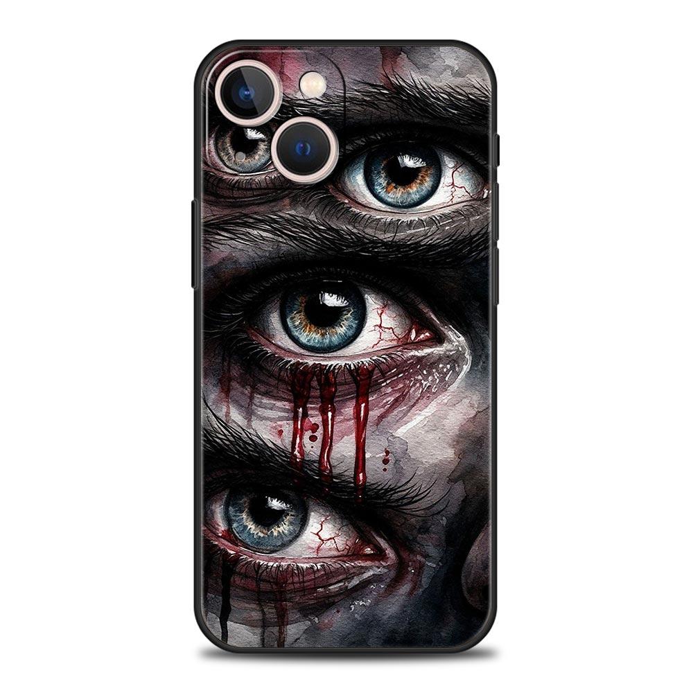 Scary Devil Eye Pattern Phone Case For iPhone 17 16E 15 16 14 13 12 11 Pro Max 7 8 Plus Soft TPU Back Cover
