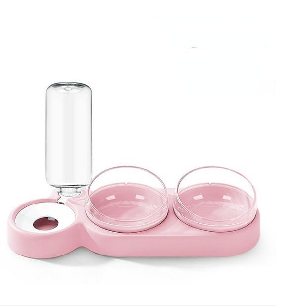 Pet Dogs Cats Double Bowls Food Water Feeder Container Dispenser for Dogs Cats Drinking Bowl