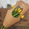 10Pcs with Handle Kraft Paper Tote Handheld Flower Basket Large Capacity Flower Paper Box Bouquet Tote Reusable Folding Gift Box