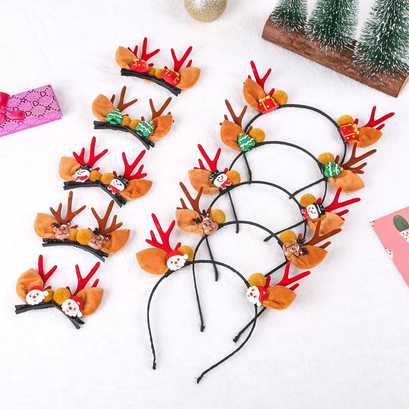 Christmas Decorations Santa Claus Antlers Hairpin Hairband Christmas Hairband Children's Christmas Gift