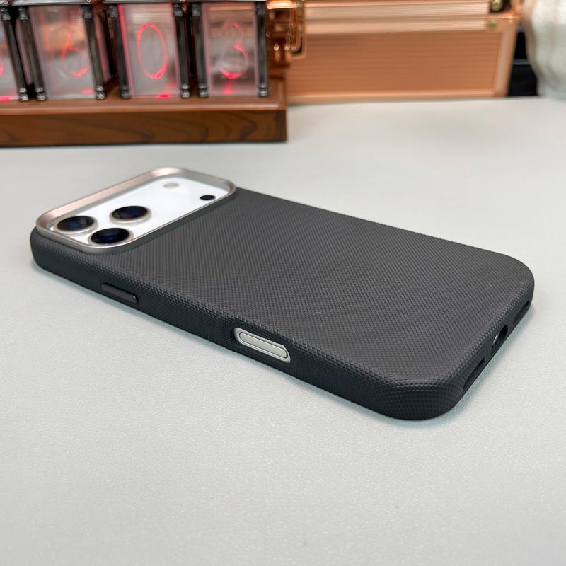 Original Technology Woven Leather For MagSafe Phone Case For IPhone 17 16 15 14 13 Pro Max Alloy Lens Wireless Charging Cover