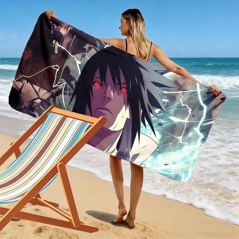 Serviette de plage impression d'art Épée Sasuke, Grande Serviette Douce à Séchage Rapide pour Plage Camping Natation