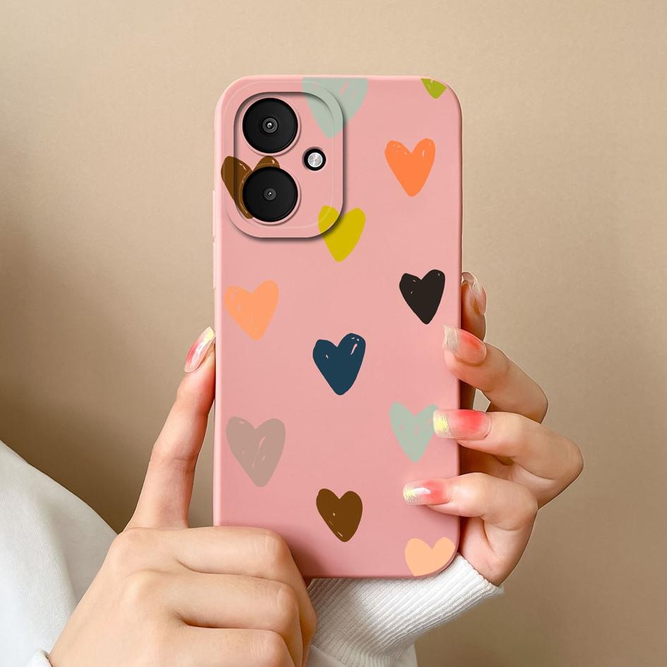 Luxury Love Heart Pattern Cover For Xiaomi Poco M6 4G 5G F5 X6 Pro F6 Bumper Camera Protection Soft Silicone Matte Anti Drop Pretty Housing For Xiaomi
