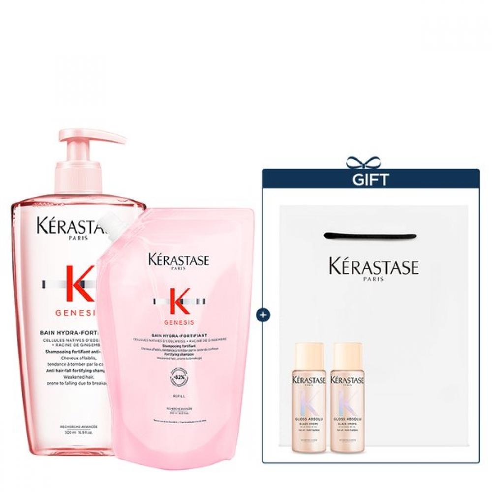 K Rastase Set Bain Genesis Shampoo 1l  500ml + 500ml Refill  [for Fine Hair Spr] Single option