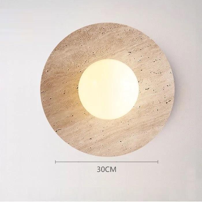 Modern Wabi Sabi style LED wall lamp natural yellow stone circular wall lamp bedroom living room porch room decoration lighting