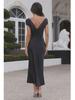 Elegant Satin One-Shoulder Fishtail Dress - Backless Slim Fit Design