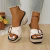 Women's Studded Platform Wedge Sandals, Plus Size Open Toe Casual Summer Outdoor Comfortable Daily Footwear