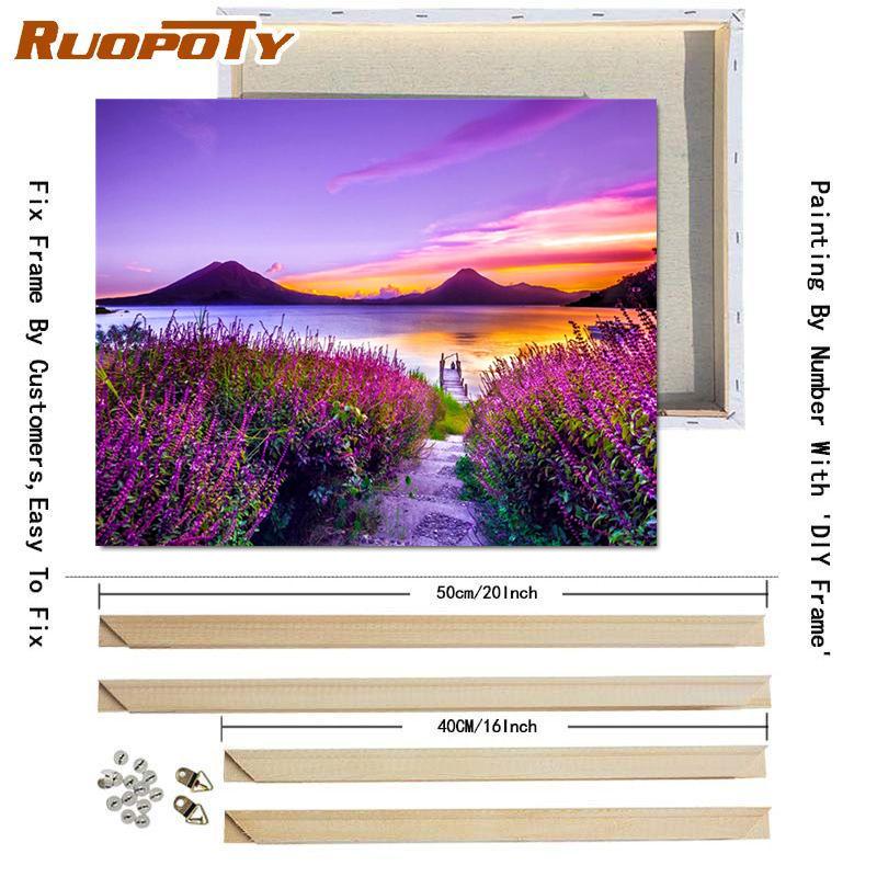 RUOPOTY Painting By Number Lavender Landscape Handpainted Unique Gift Picture Coloring By Numbers Balloon Children's Room Decor