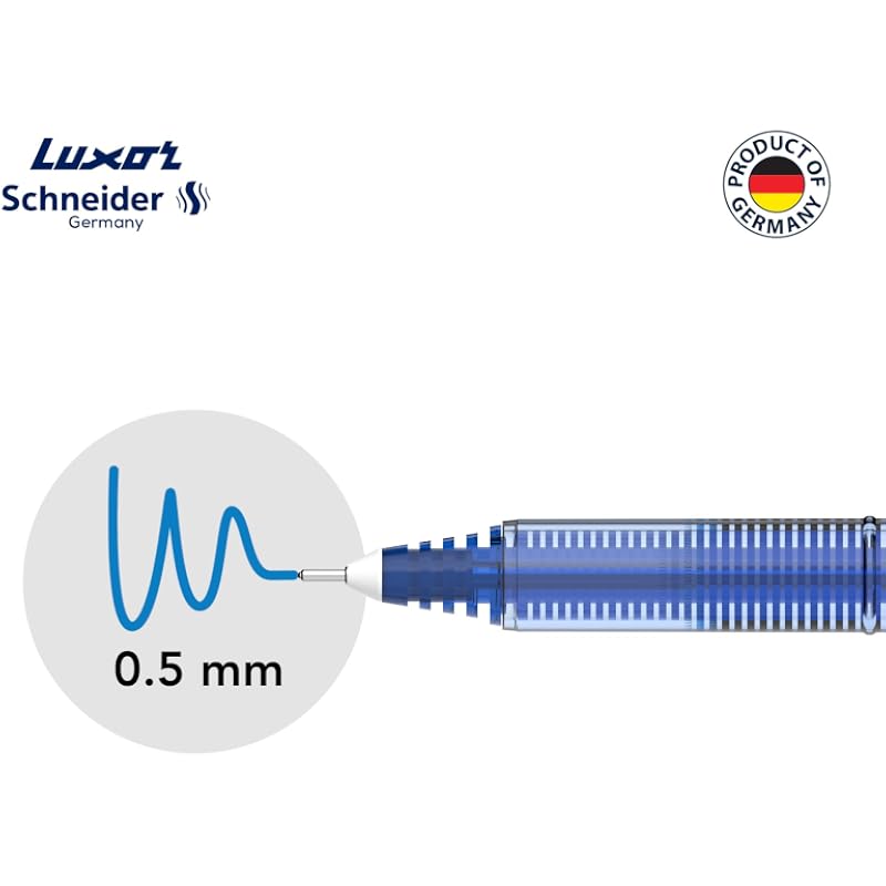 Luxor Schneider Lx5 Technoroller| Pack Of 3| Blue Ink Colour |0.5 Mm Tip|100% Liquid Ink Roller Pen| German Technology|