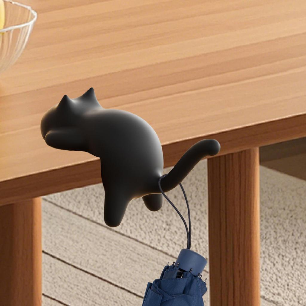 Cat Hook for Desk Edge Handbag Hanger Multipurpose Practical Self Sticky Table Meeting Room