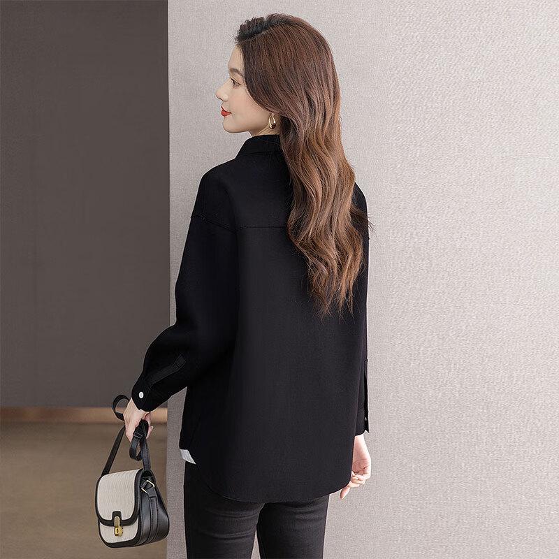 Lässige Damenjacke mit Revers und Farbblockdesign