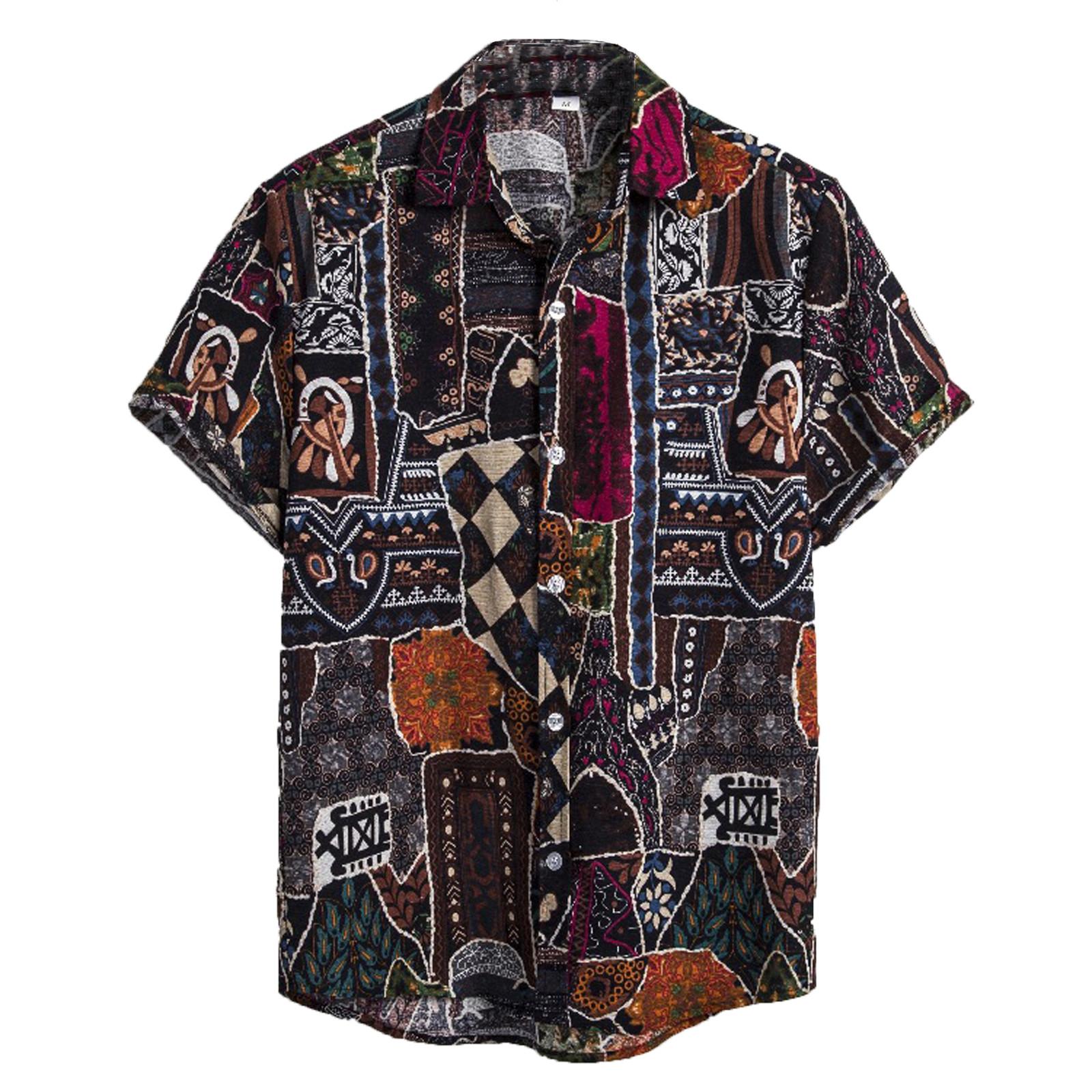 

Men s Cardigan Short Sleeve Hawaiian Beach Flower Shirt Men s Turtleneck Shirt XXL