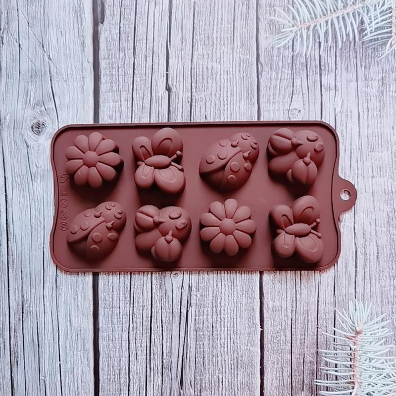 8-teilige kreative Silikon Insekt Schmetterling Schokolade DIY Kuchenform Lebensmittelqualität Silikon Hochtemperaturbeständig