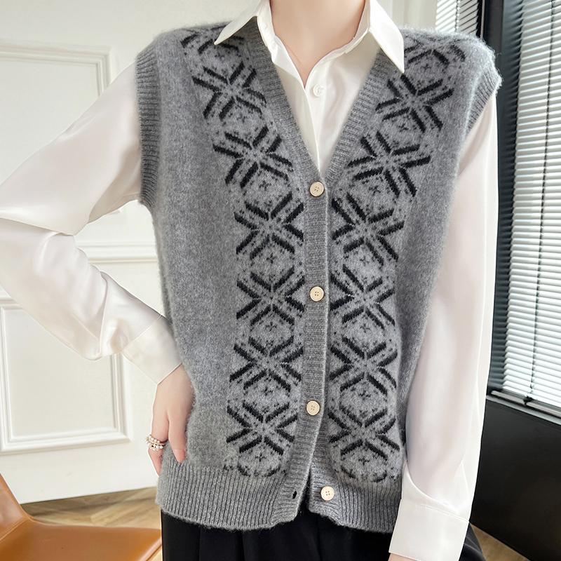 

Женский кашемировый жилет Qinghe кашемир 30% кашемир 70% шерсть осенне-зимний кашемировый жилет мягкий и теплый XXL серый