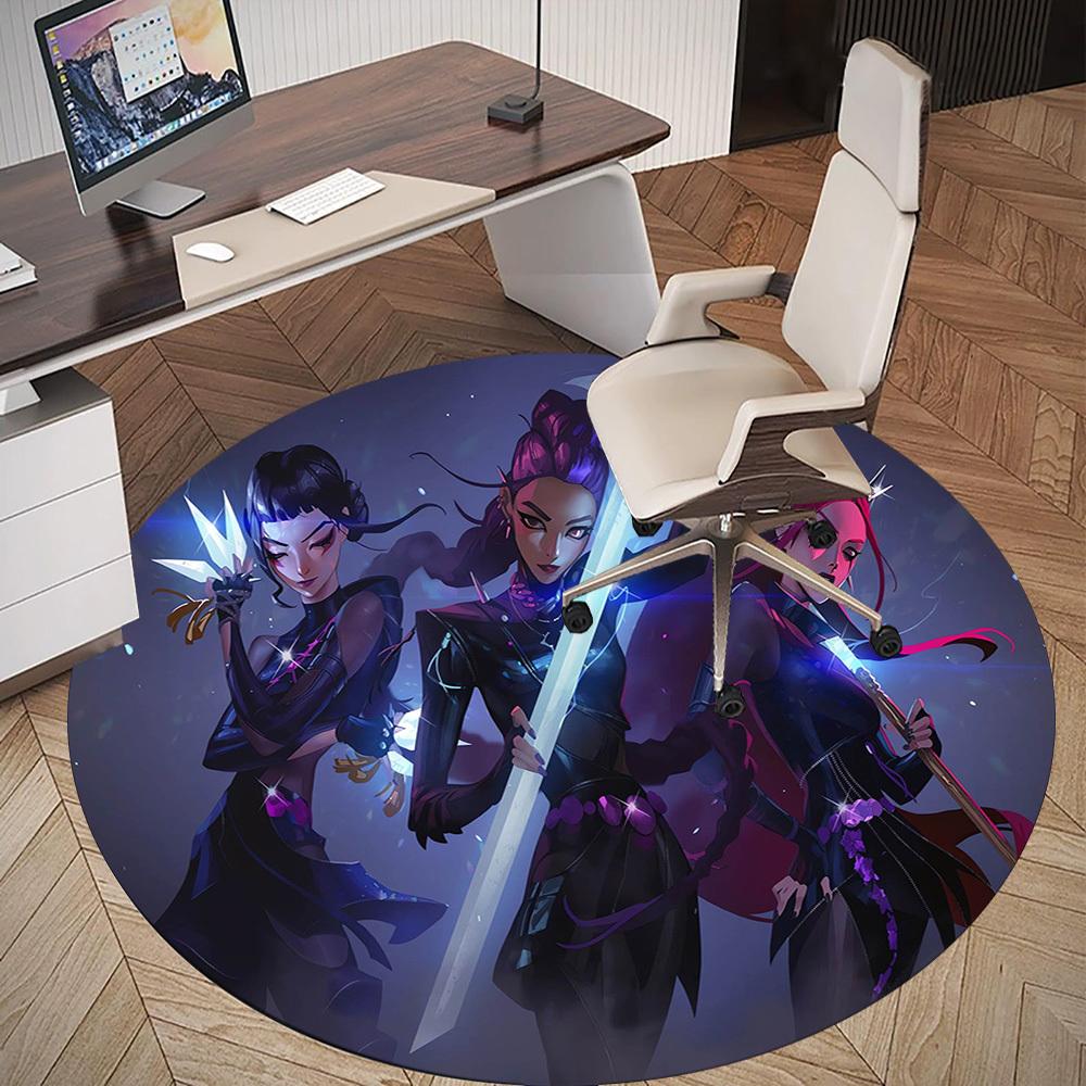1pc Swordsmaids Round Chair mat Area Rug - Non-Slip, Floor Mat for Office, Bedroom, and Indoor Decor -1002232