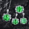 Aquamarine Topaz Pendant Large Carat Earrings Paraiaba Ring Green Diamond Jewelry Set