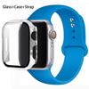 Glas + Gehäuse + Armband für Apple Watch Band 44/40/45/41/38/42/44 mm. Silikonarmband für iWatch Serie 3, 4, 5, 6, SE 78