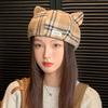 British Style Beret Autumn and Winter Hat Women's Cat Ears Cute Octagonal Hat Fashionable Versatile Painter Hat