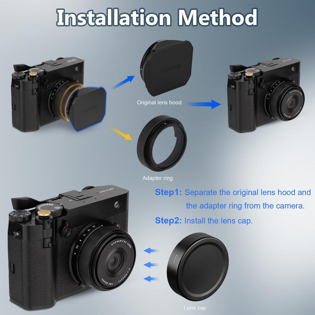 Haoge Metal Front Lens Cap Cover for Fujifilm GFX100RF Camera Accessories Black Cap - GFX-B
