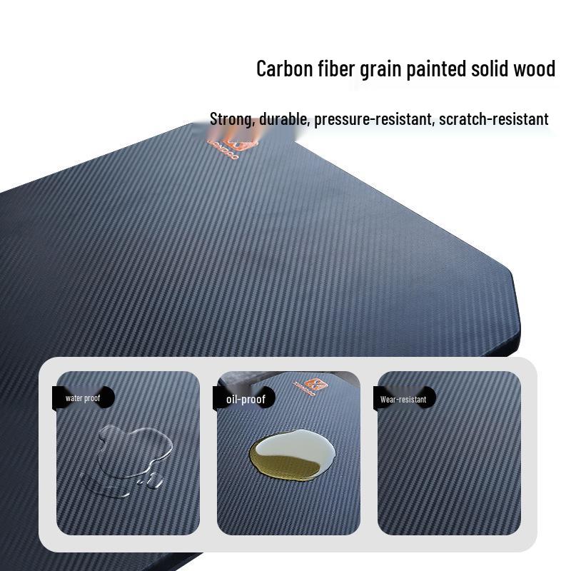 Compact Trunk Table: Solid Wood & Carbon Fiber Grain Portable Camping/Dining Table