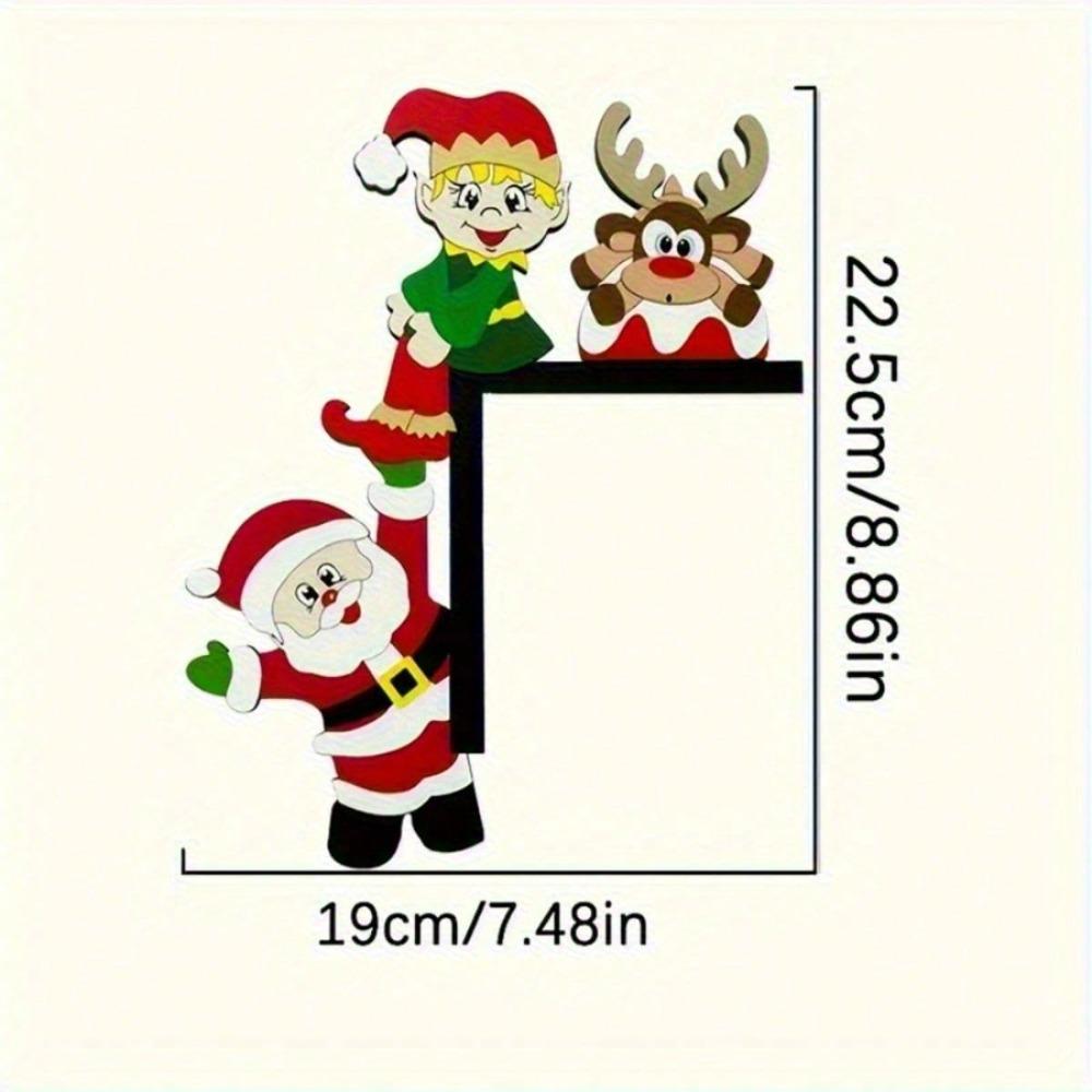 

Stylish Metal Christmas Santa & Elves & Reindeer Wall Decor Set with Greenery, Holiday Home Ornament, Rustproof TY7779 разноцветный
