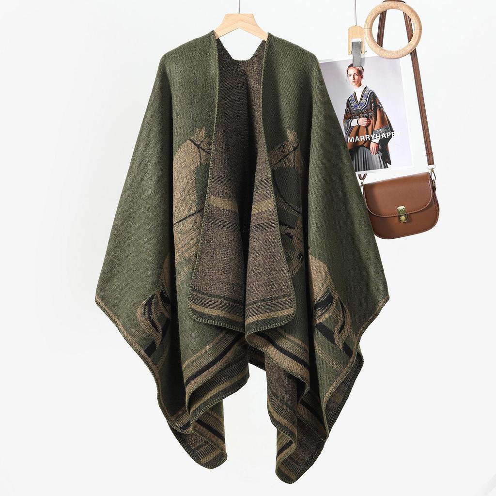 Yunnan Ethnic-Style Large Shawl Cape - Imitation Cashmere Scarf Cloak