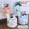 360° Rotating Cartoon Pen Holder: Large Capacity Multifunctional Desk Organizer