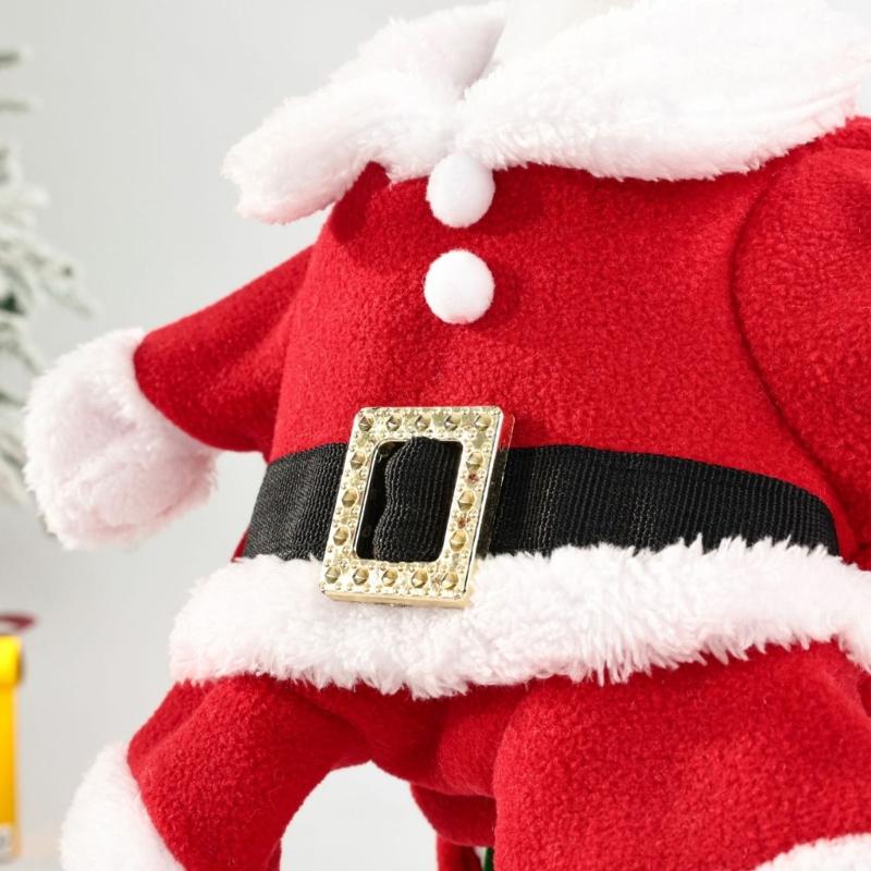 Red Crochet Santa Geese Costume Soft Yarn Outfit Seasonal Yard Decoration Handcrafted Santa Geese Costume