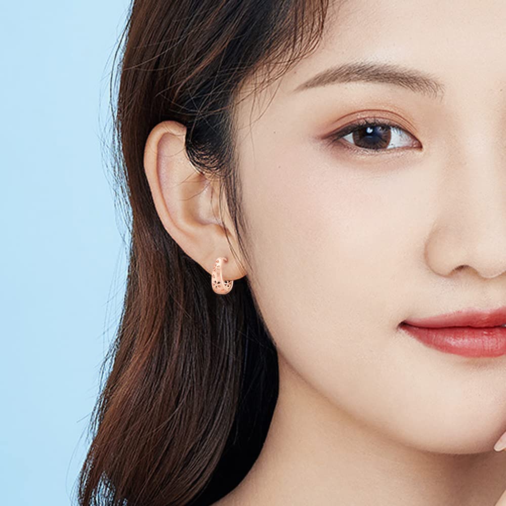 StoryMidir Cherry Blossom Flower Hoop Pink Japanese 925 Hypoallergenic To Spring Sakura Hoop Rose Gold Gift for White Anniversary Earrings, Earrings,