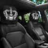 Crown Black and White Print Car Headrest Covers Non-Filled Universal Auto Interior Accessories All-Weather Use
