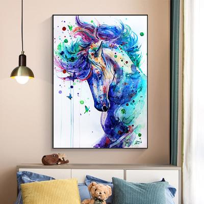 Modern Watercolor Painting, Abstract Posters with Horses, Prints, Splash of Ink, Canvas, Painting with Animals, Wall Panels for Living Room Decor