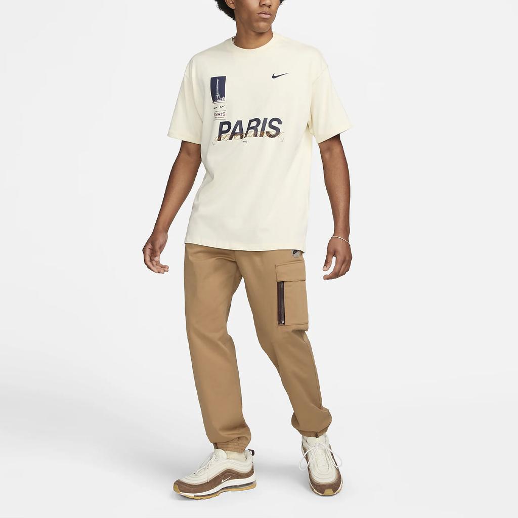 Nike Max 90 Soccer Paris Saint-Germain Letter Print Crew Neck Short Sleeve T-Shirt Men Tops Coconut-Milk FD1092-113