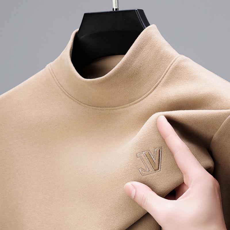 Men's Double-Sided Long-Sleeve Slim-Fit De-Rong Sweatshirt, Round Neck, Warm for Autumn and Winter