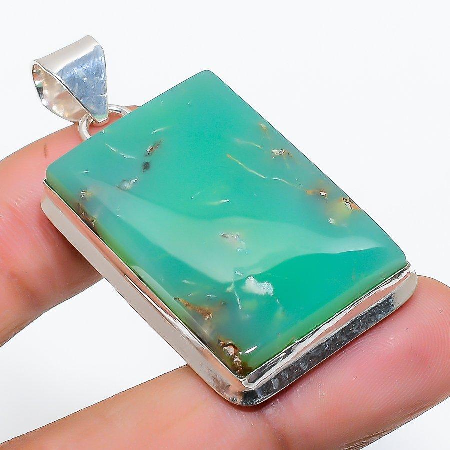 

Chrysoprase Gemstone 925 Solid Sterling Silver Jewelry Pendant 1.97 SU-10309