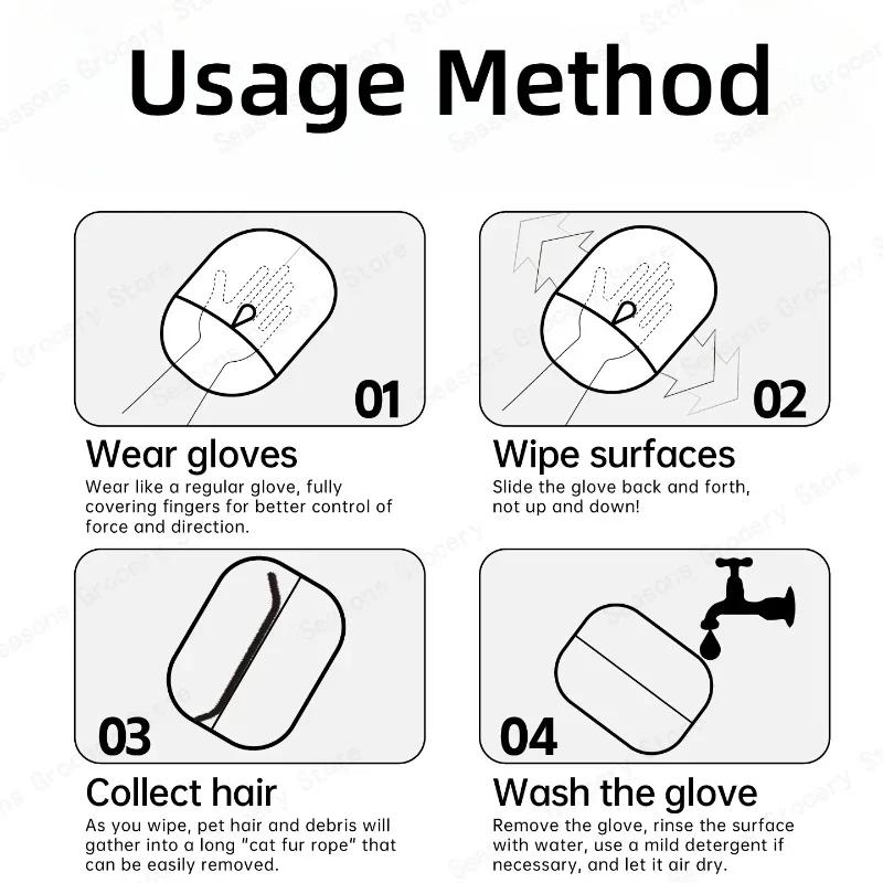Pet Hair Removal Gloves Static Free Bidirectional Brushing Grooming Tool for Dog Cat Sofa Carpet Clothes Cleaning grooming glove