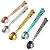 Two-in-one Cute Stainless Steel Coffee Spoon Sealing Clip Tea Coffee Measuring Spoon Scoop Kitchen Decor Accessories