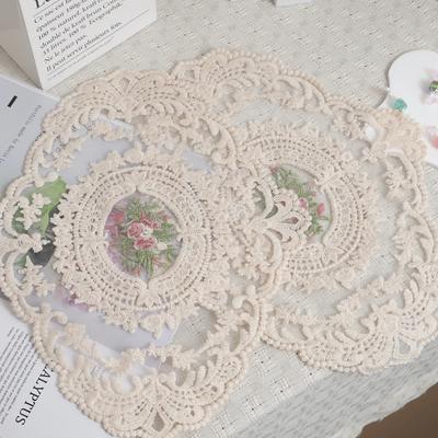 1pc-European Oval Lace Embroidered Coaster Bedroom Study Kitchen Cup Table Mat Food Fruit Plate Cover Cloth Christmas Decoration