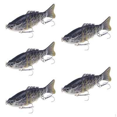 5Pcs Swimbaits Fishing Lures Hard Freshwater Saltwater Multi Jointed Crankbaits for Bass Catfish