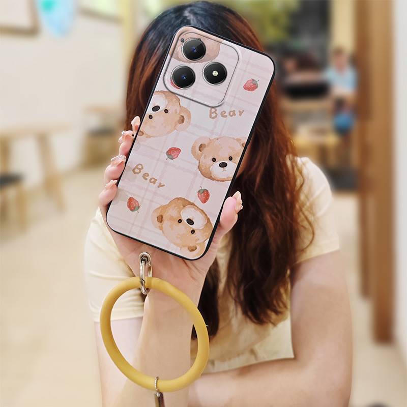 Solid Color Ring Phone Case For Realme C63 4G/C61 4G Cute Personality Heat Dissipation Youth Back Cover Funny Soft Case