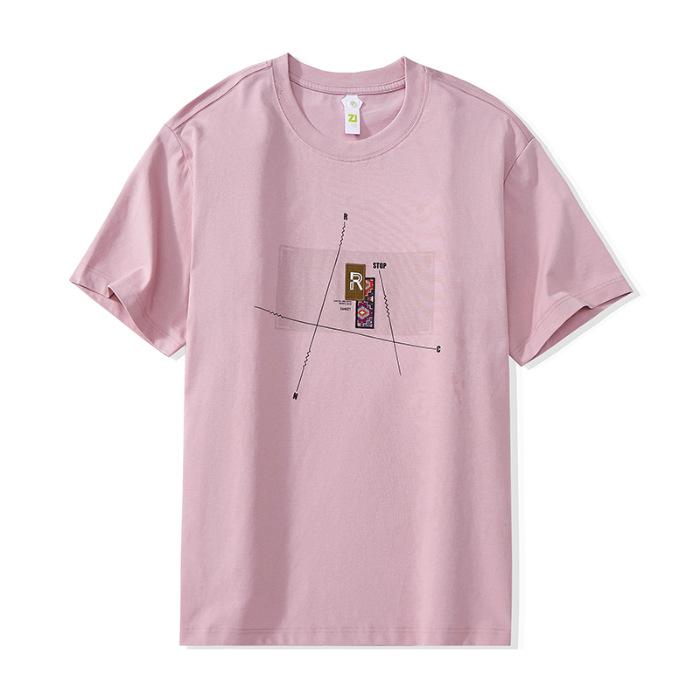 Spring and Summer Short-sleeved Men's Printed and Embroidered Pattern for Youth Round Neck T-shirt Men's Casual Korean Version