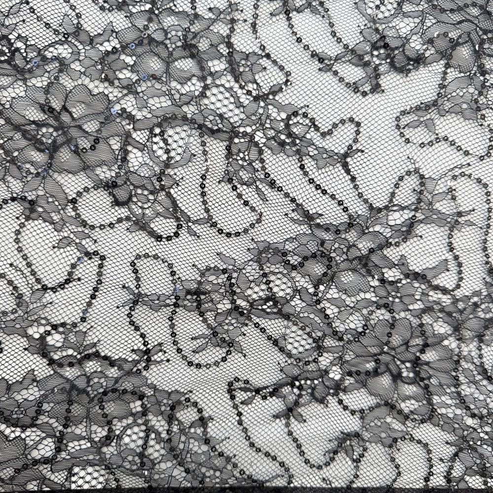 Embroidered Sequin Lace Fabrics for Women's Fashion, Children's Wear, and Wedding Dresses